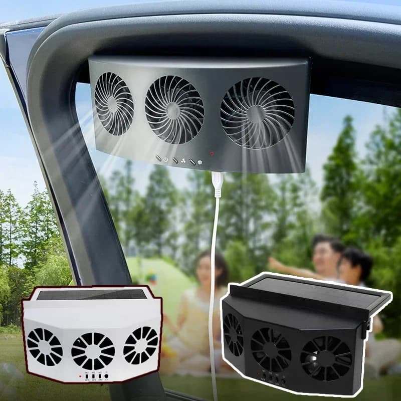 Ventola di scarico Ventola di raffreddamento a 3 teste Alimentata tramite USB Purificatore d'aria per auto Ventola per radiatore Sfiato per finestra Ventilazione fredda Accessori interni