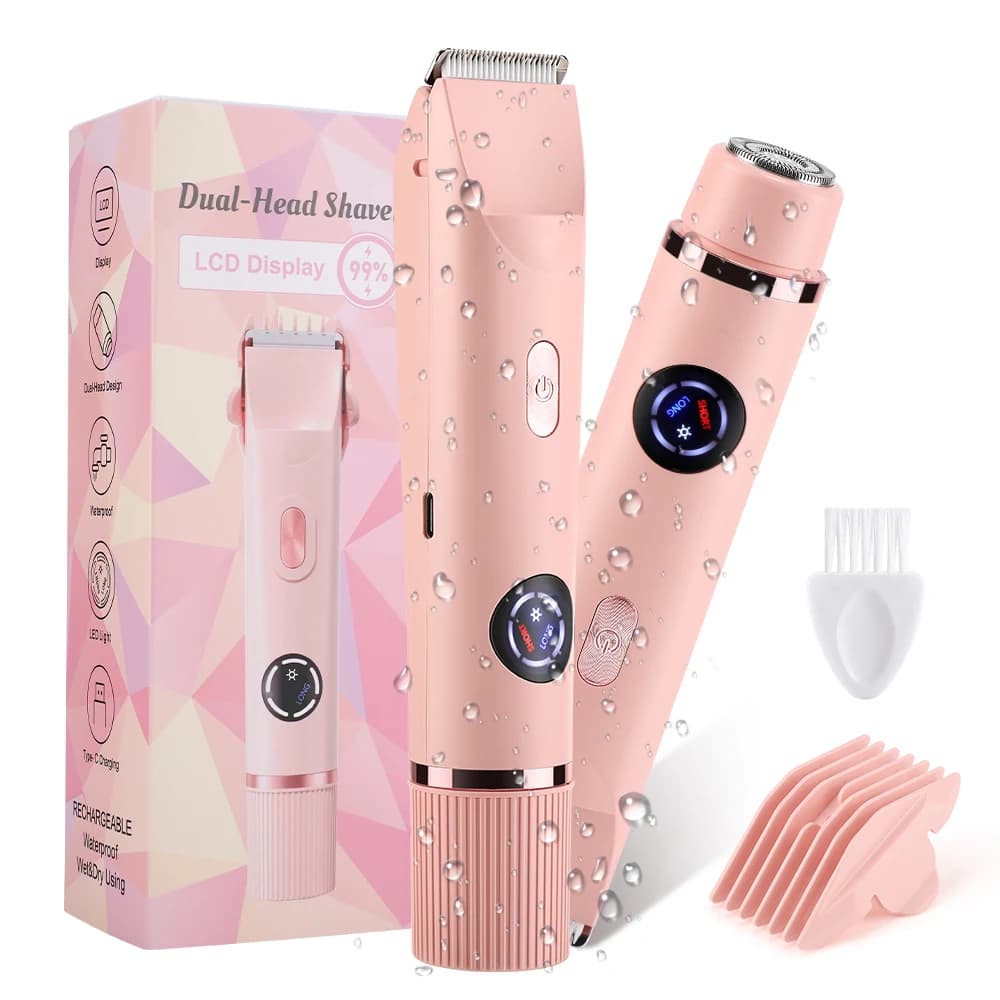 Electric Shaver for Women with IPX7 Waterproof, Dual Foil Head Body Hair Remover for Legs Underarm Bikini, LED Wet Dry Razor