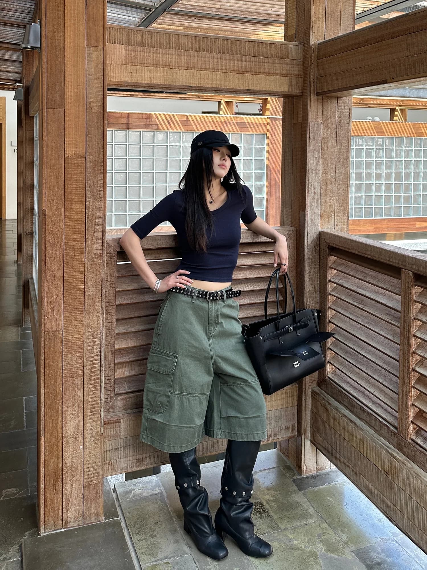 Falin X Casual Workwear Shorts Women's Seven-Foot Loose Wide-Leg Pants Mid-Low Waist Cotton Summer Breathable Comfortable