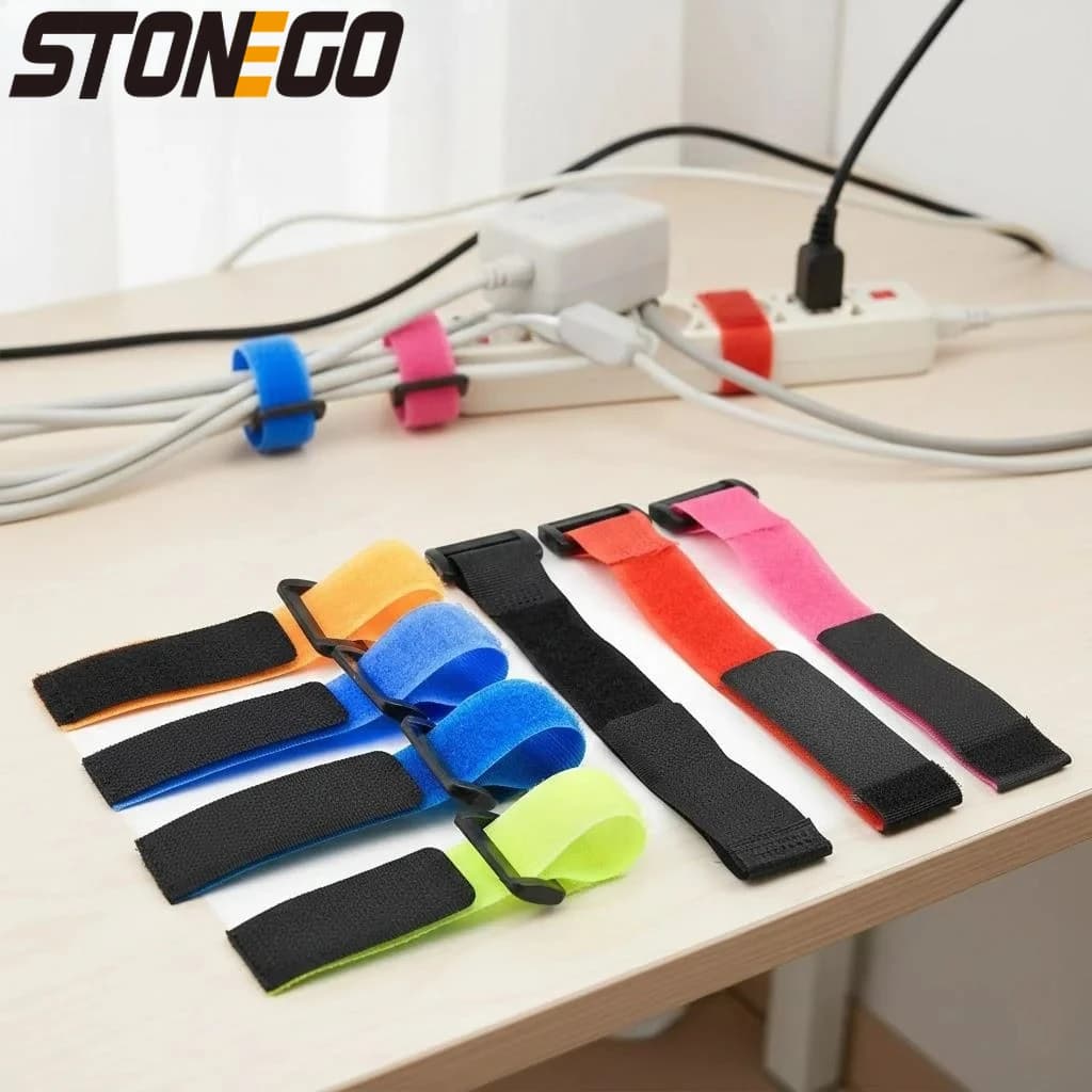 10 Pezzi Fascette Regolabili in Velcro Multiuso, Fascette in Nylon Riutilizzabili per Organizzazione e Soluzioni di Stoccaggio Cavi