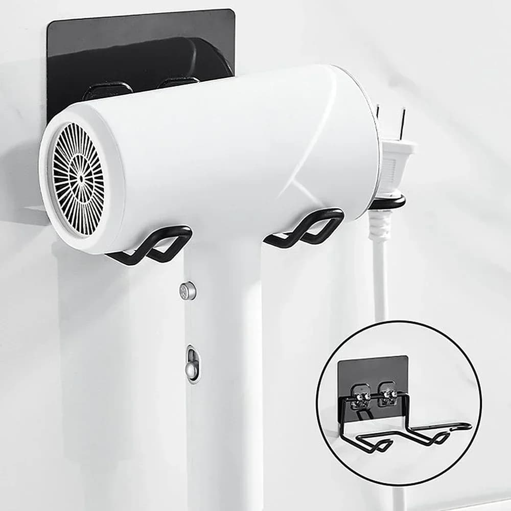 Porta asciugacapelli a parete Installazione senza chiodi Scaffale per organizer da bagno per piastra per capelli e strumento per capelli