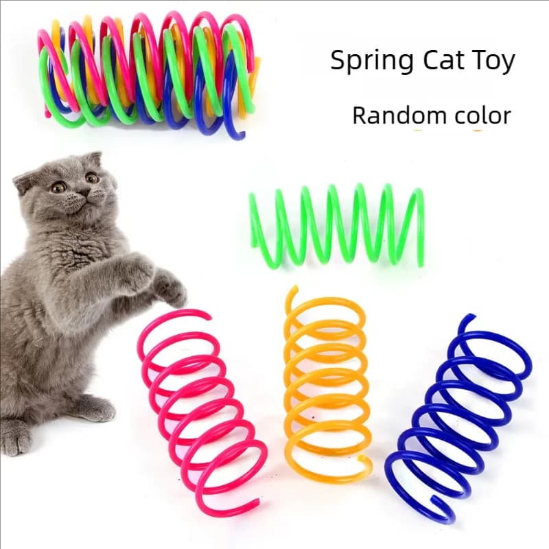 Giocattolo per Gatti in Plastica Colorata a Molla, Gioco Interattivo per Animali Domestici, Divertente Giocattolo Elastico Resistente ai Morsi per il Divertimento Autonomo dei Gatti