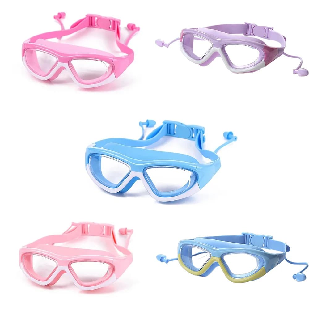 Kids swimming glasses HD waterproof anti-fog - Large frame with silicone ear plugs