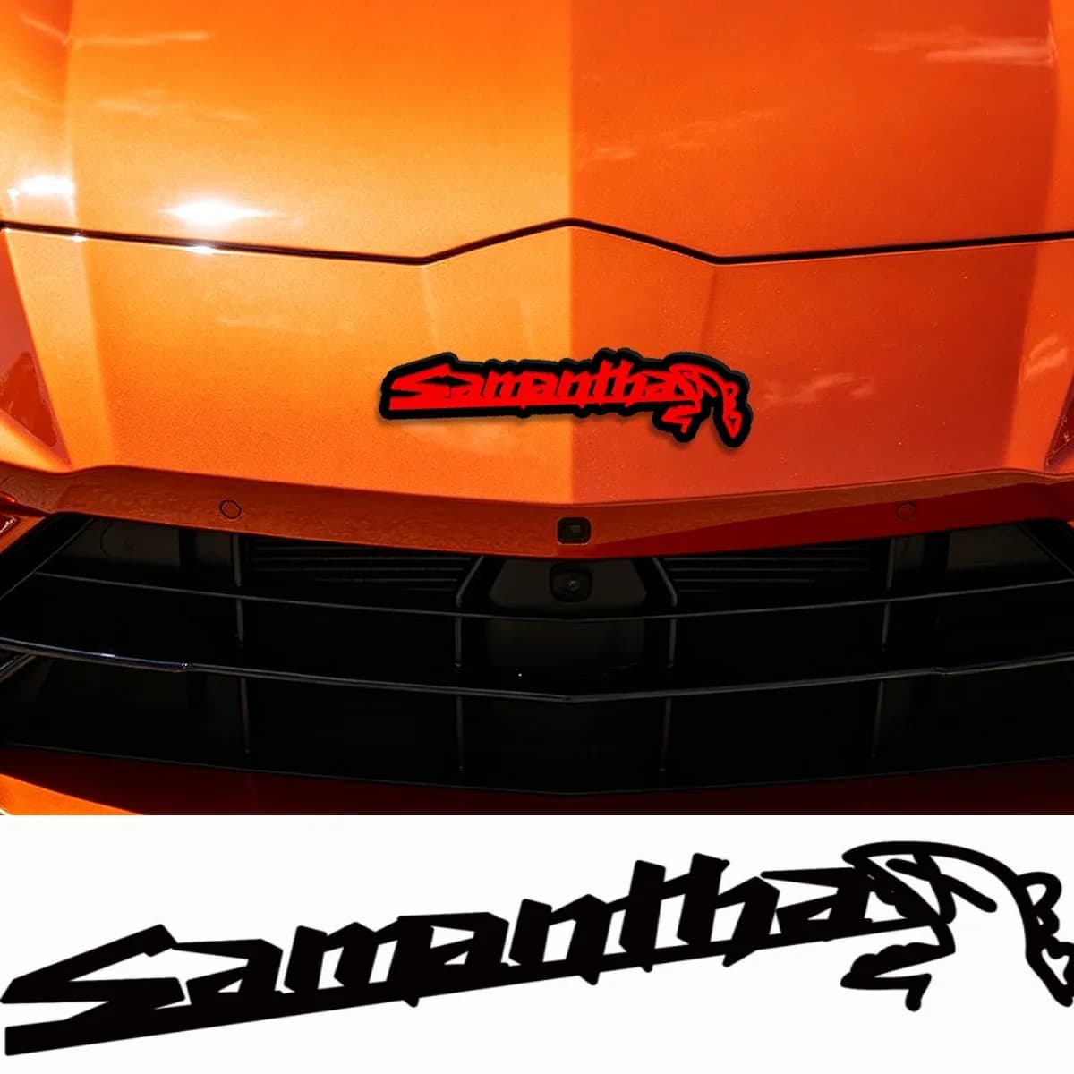 Adesivo per auto in acrilico personalizzato con il TUO NOME e silhouette di coccodrillo che spara fuoco, testo personalizzato per carrozzeria auto, regali fai da te