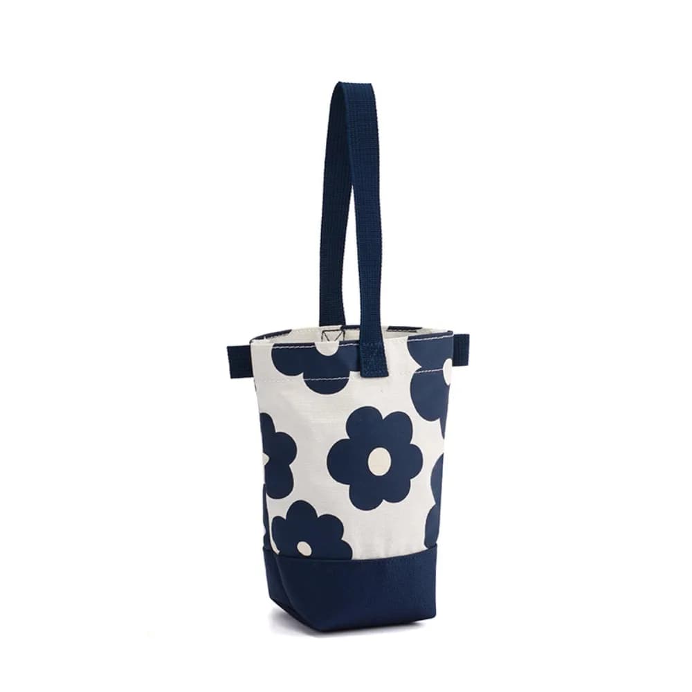 Borsa per tazza di tela per esterni Porta bottiglia d'acqua stampato Borsa piccola per riporre occhiali portatili Custodia per bottiglia d'acqua da viaggio
