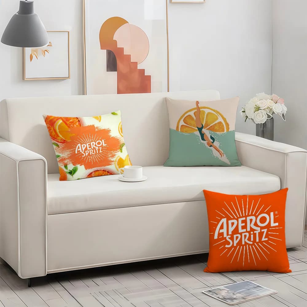A-Aperol S-Spritz Logo cushion cover Square Sofa Cushion Cover Casual Skin-Friendly Comfortable Pillow Cover