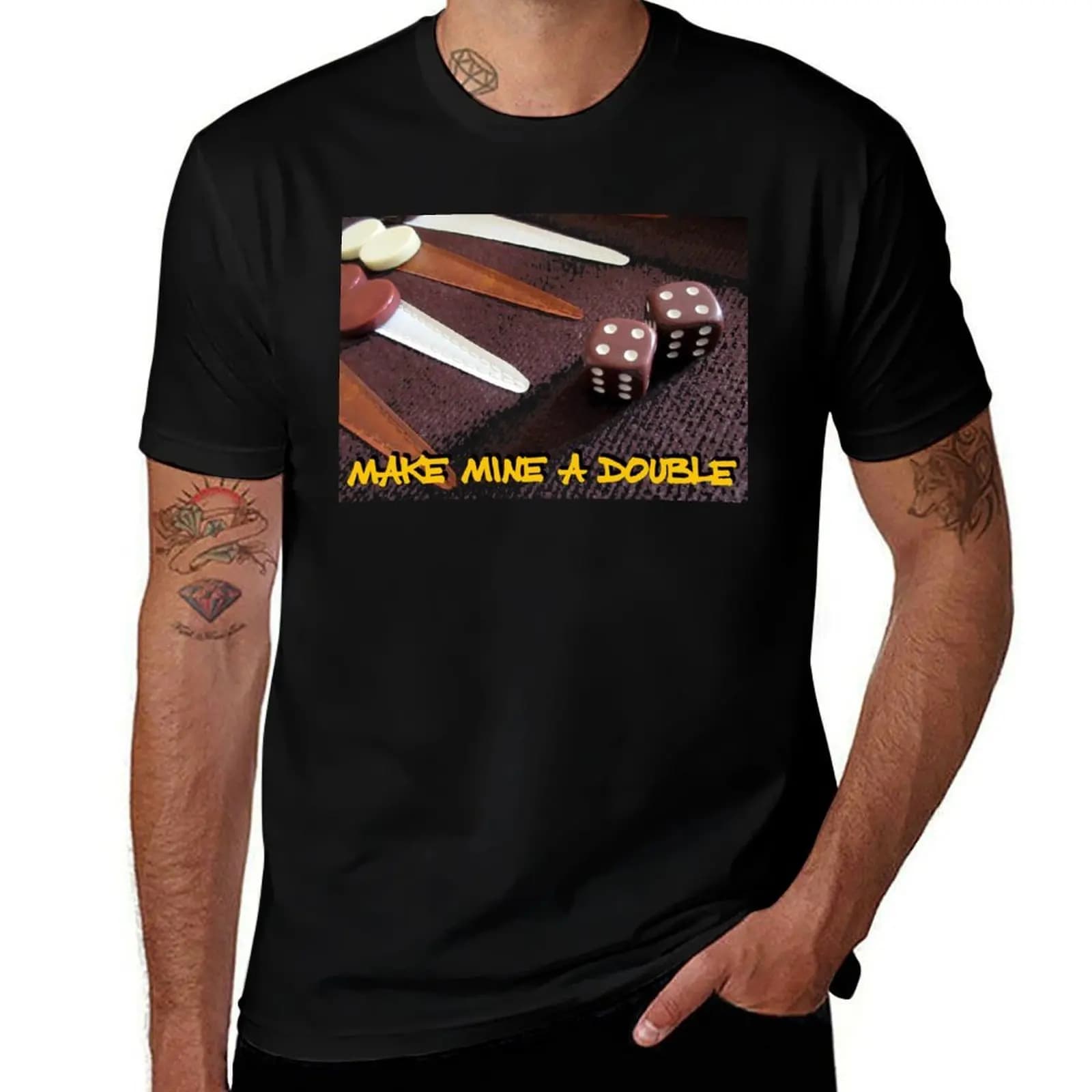Make mine a double - backgammon T-Shirt Daily Wear Plain Short Sleeve Shirt
