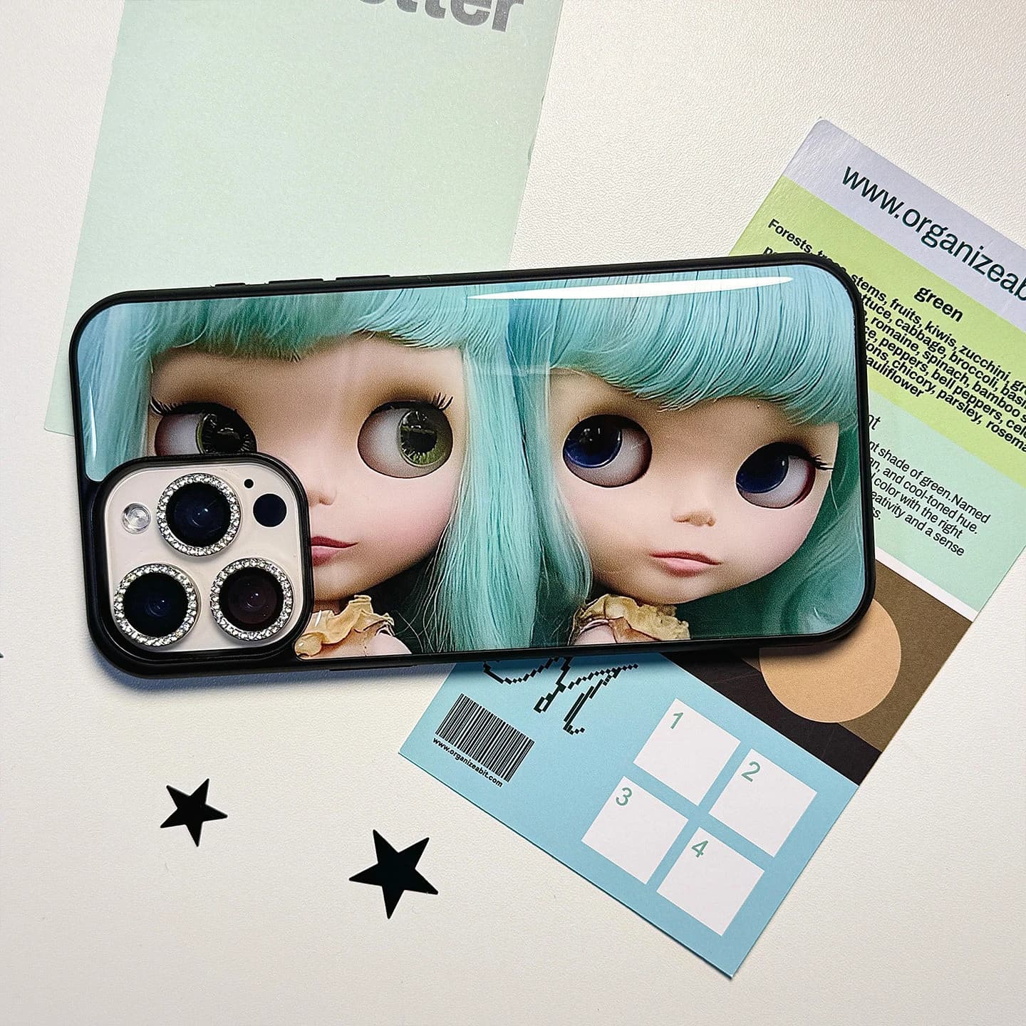 Custodia per iPhone con ragazza carina dai capelli verdi per iPhone 17 Air 16 15 14 13 12 11 Pro Max 16 Plus, in silicone 3D con colla a goccia, cover posteriore in TPU
