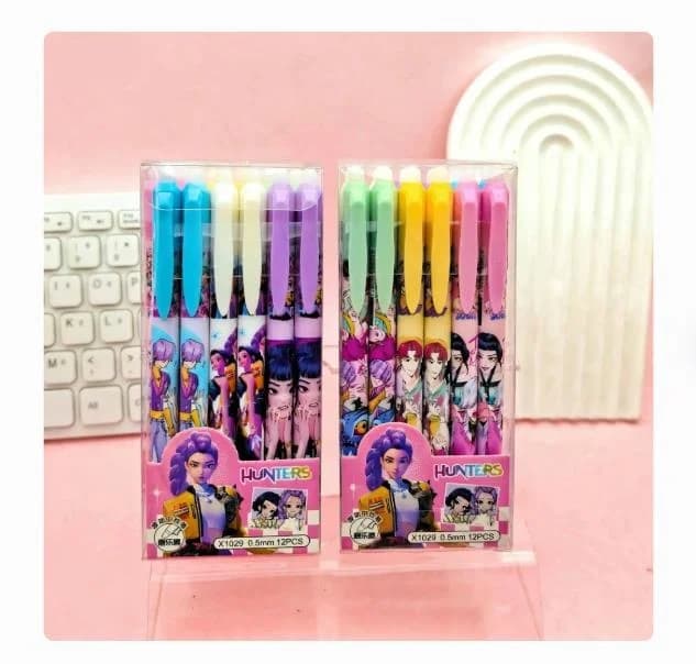 NUOVA Penna Gel Cancellabile Kpop Demon Hunters 0.5mm - Ricaricabile e Retrattile con Inchiostro Nero per Scuola e Ufficio