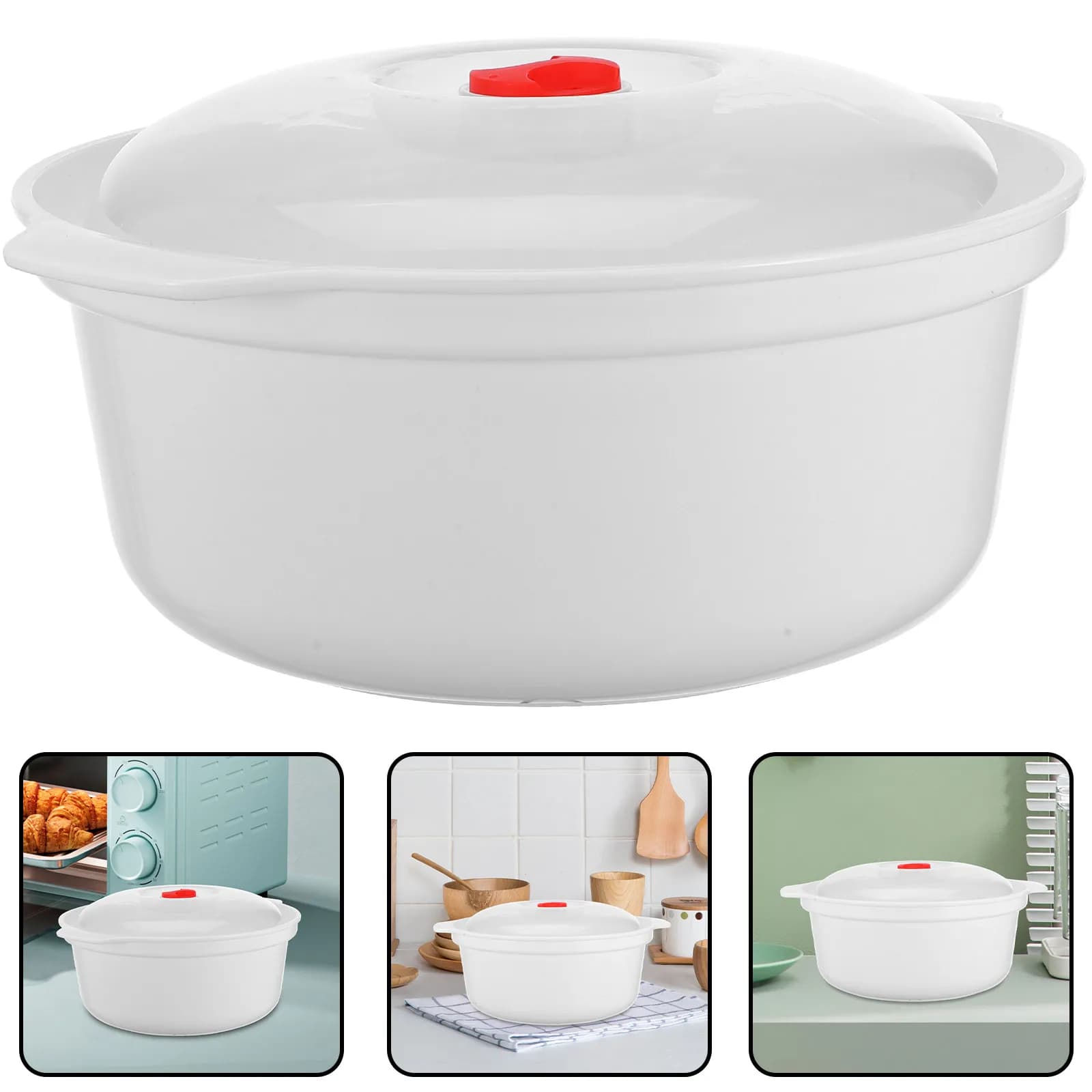 Contenitore per Alimenti in Plastica per Microonde, Multifunzionale per Riso, Avena, Zuppa, Cereali, Verdure, Cottura a Vapore, Portatile e Leggero