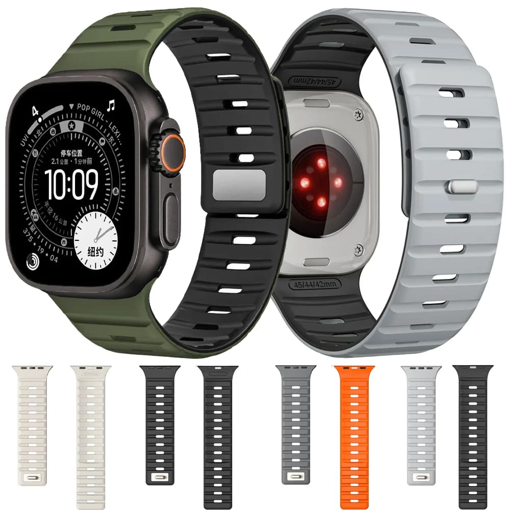 Silicone Strap For Apple Watch Ultra 3/2/1 49mm 11 10 9 8 7 6 5 4 SE Magnetic Bracelet iWatch 46mm 42mm 45mm 41mm 44mm 40mm Band