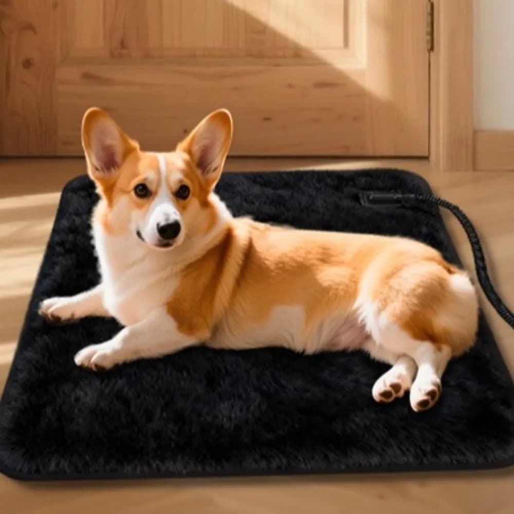 Adjustable Pet Electric Blanket Constant Temperature Anti-Slip Heated Pet Pad Warm Plush Electric Heating Dog Bed
