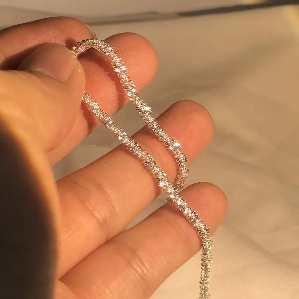 Cute 925 sterling silver Shiny chain bracelets for women lady nice wedding party daily outfits parties Valentine's Day gift