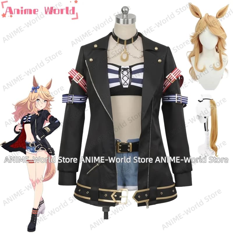 《Size personalizzato》Gioco anime Anime Uma musume Pretty Derby Gold City Costume cosplay Abito Parrucca Scarpe Halloween Natale Uniforme