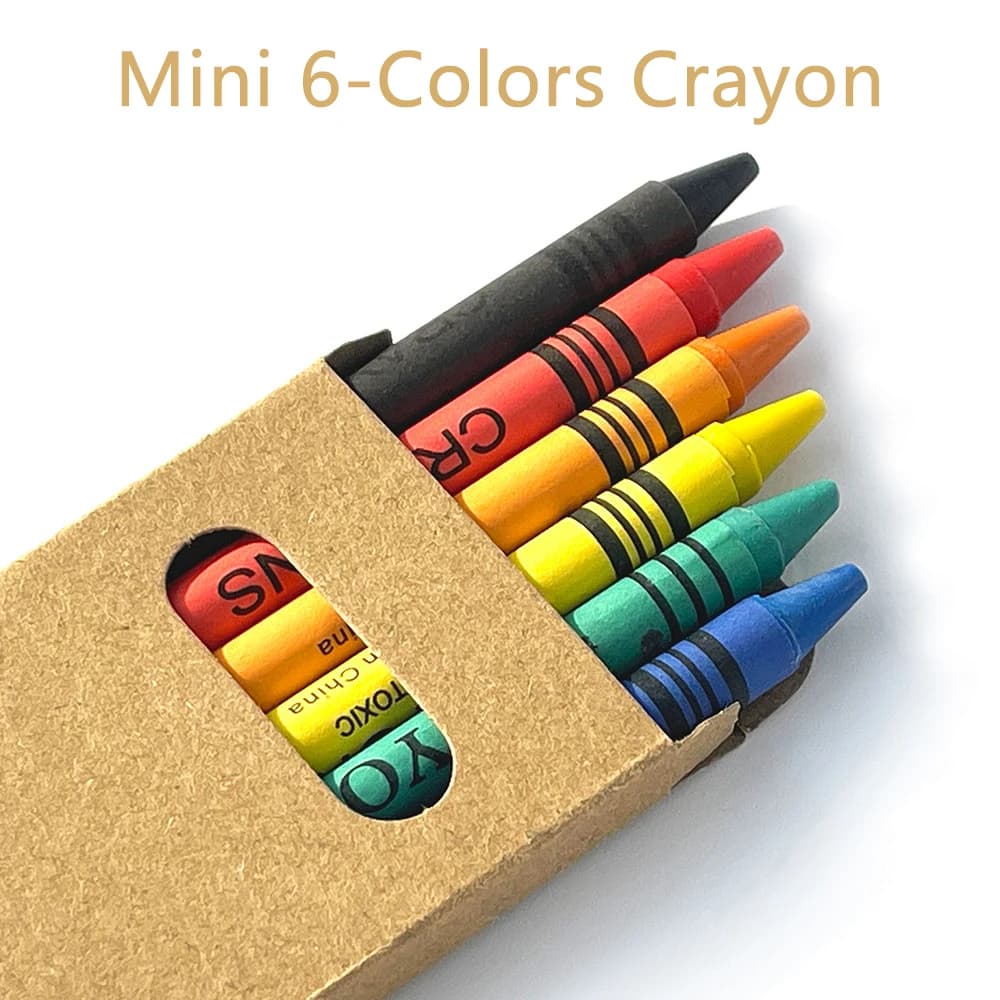 Mini set portatile di pastelli da 6 colori, scatola di carta Kraft, regalo per forniture per pittura con pastelli da colorare per bambini