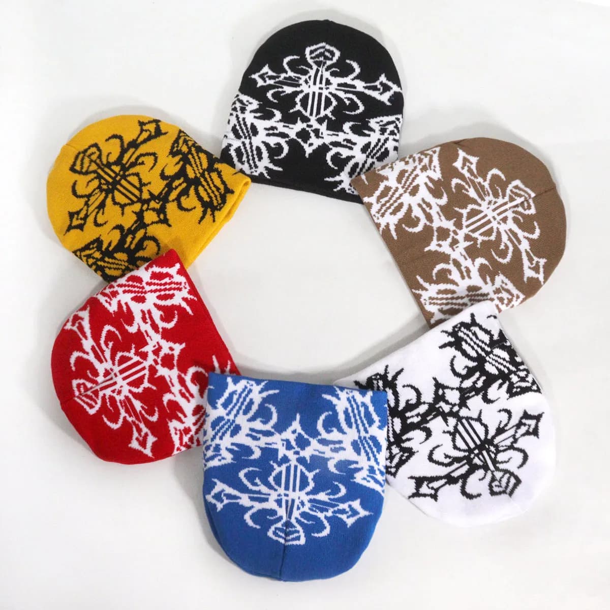 Personal European Style Pattern Knitted Hats Autumn and Winter New Niche Warm Hip Hop Versatile Skate Fashion ins Beanies