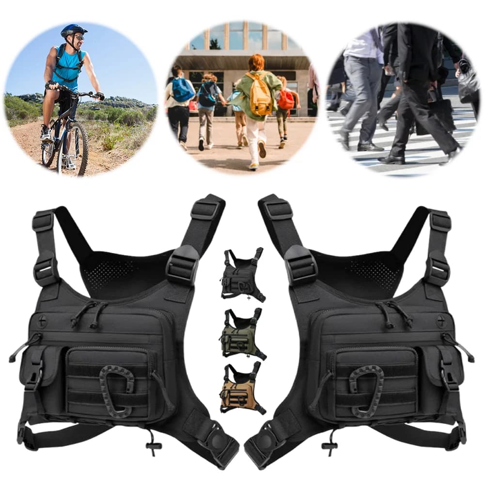 Outdoor Sports Chest Bag Multi Pocket Trendy Functional Backpack Multifunctional Vest Chest Bag Travel Commute Sports Backpack