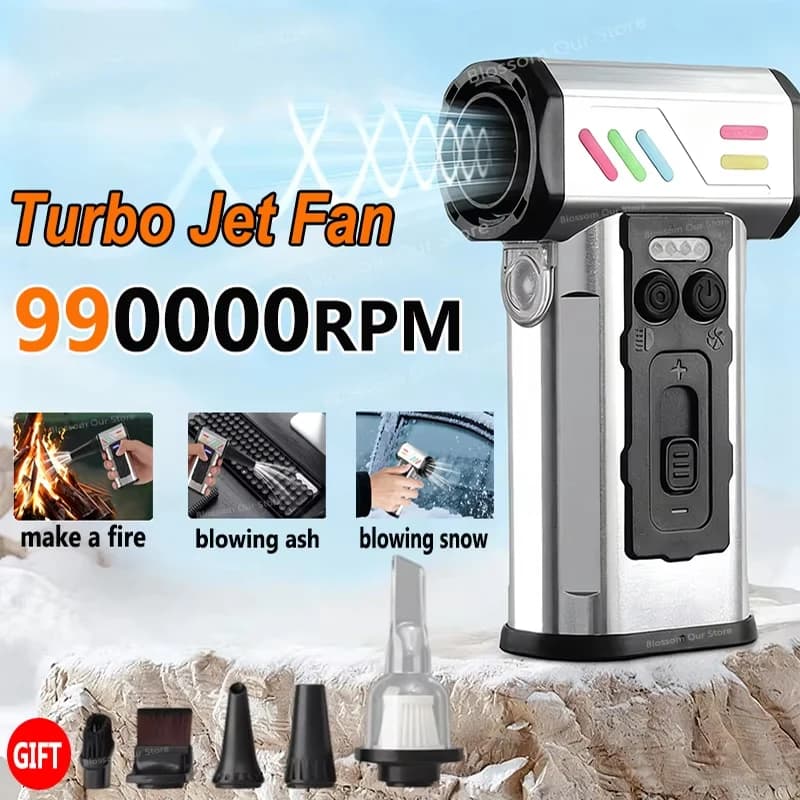 Turbo Jet Blower 990000RPM Strumento per la pulizia dell'auto con ugelli lunghi Ventilatore d'aria elettrico Aspirapolvere per auto Turbo Jet Fan