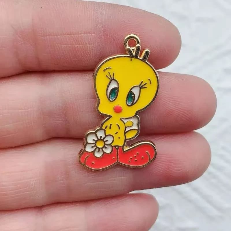 10 Pieces Charm Cartoon Animation for Creation Jewelry, Enamel Pendants for Earrings Bracelets, DIY Accessories in Alloy Metallic Gold Plated