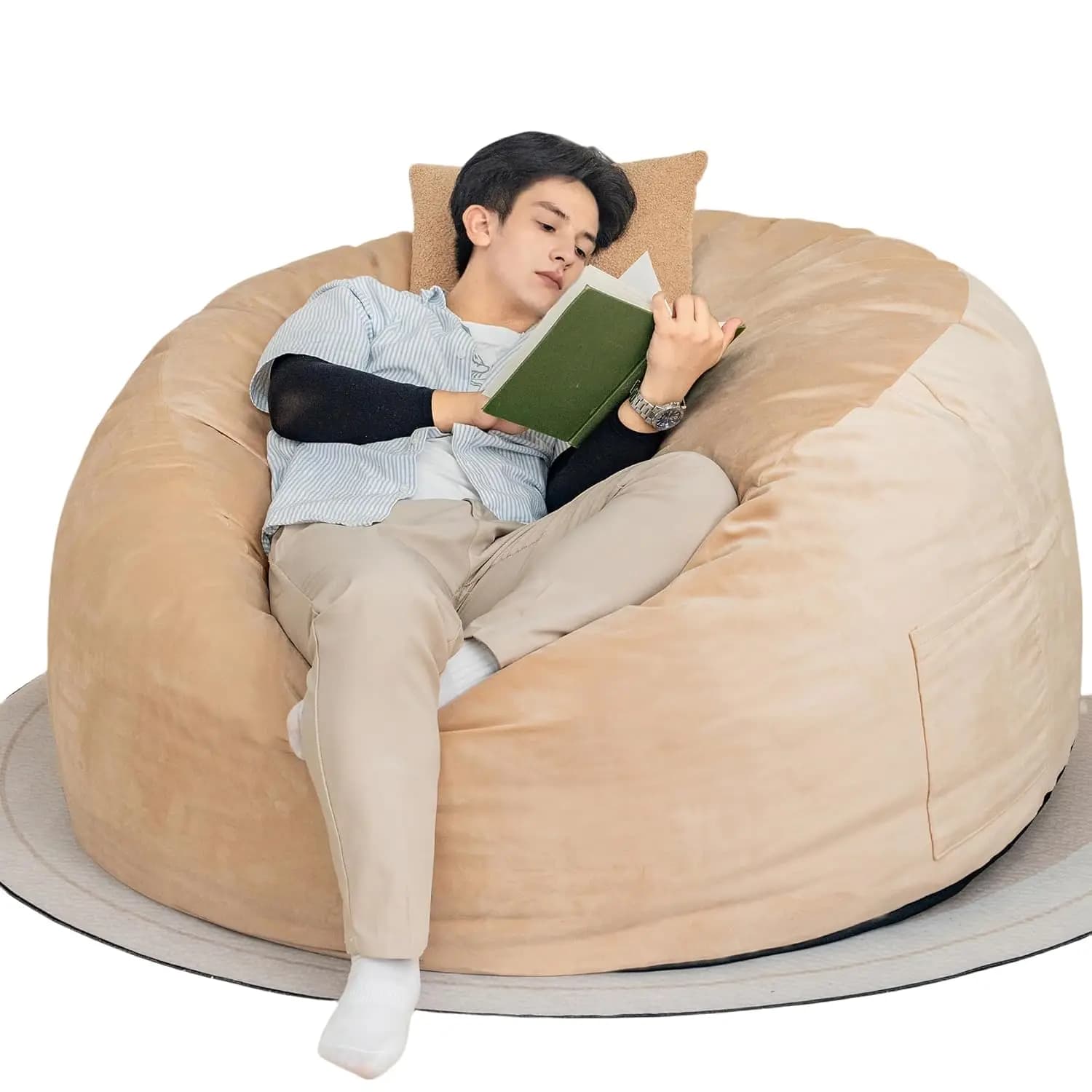5ft Memory Foam Bean Bag Chair Ultra-Soft Round Sofa Removable Washable Cover Living Room Dorm Gaming Room, Customized