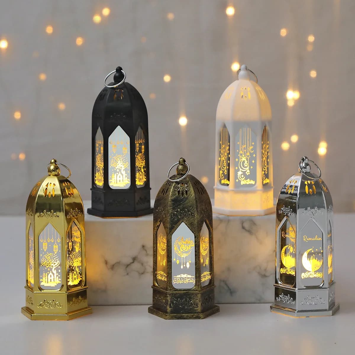 Musulmano Ramadan Decor Lanterna Ornamento EID Mubarak Luna LED Lampada a candela Eid Al Adha Regalo Gurbang Ramadan Decorazione per la casa