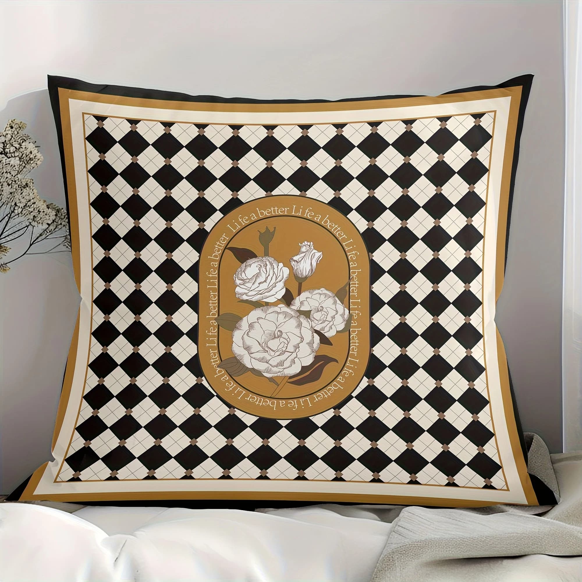 1 elegante fodera per cuscino decorativa con citazione "Better Life", federa in poliestere con stampa 2D per divano letto, auto, ufficio, decorazione domestica