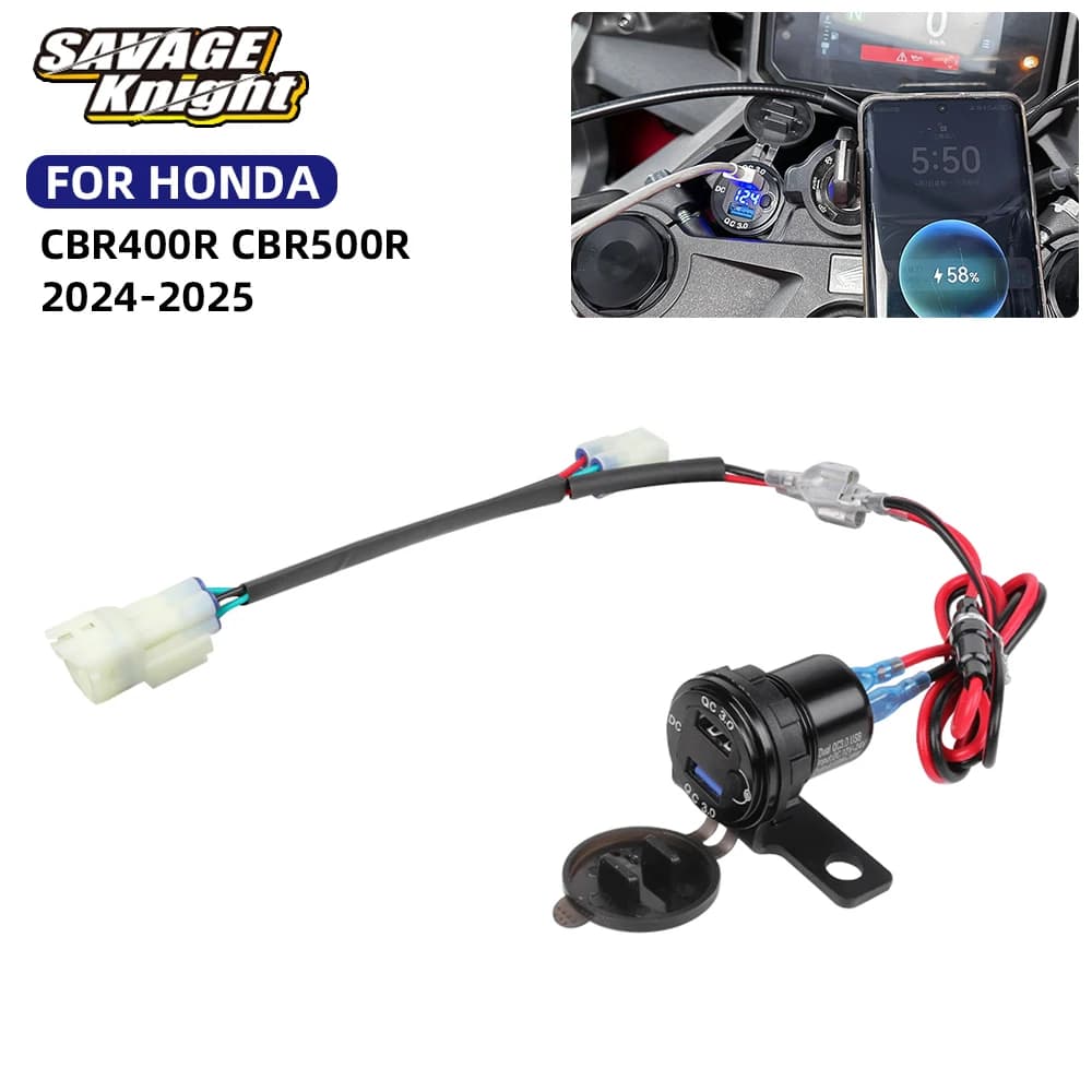 2025 2024 CBR500R USB 3.0 QC Power Supply Plug for Honda CBR400R CBR 500R 400R Power Supply Plug