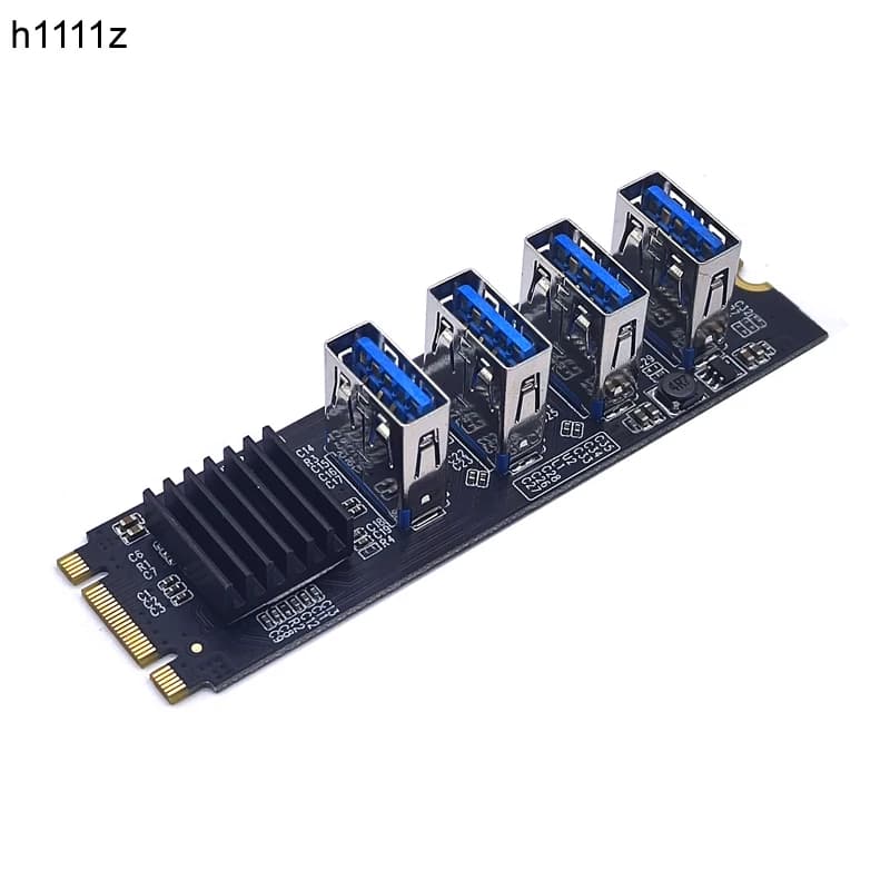 Scheda Riser M.2 M2 NGFF NVME a PCIE PCI Express X16 1 a 4 adattatore Hub moltiplicatore Slot USB 3.0 per Antminer Bitcoin Miner Mining
