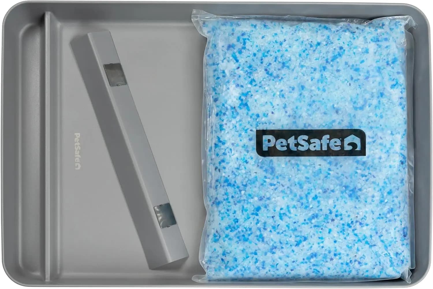 Lettiera per Gatti Riutilizzabile in Acciaio Inossidabile con Schermo Magnetico e Lettiera in Cristallo Premium, 1,95 kg Profumo Fresco