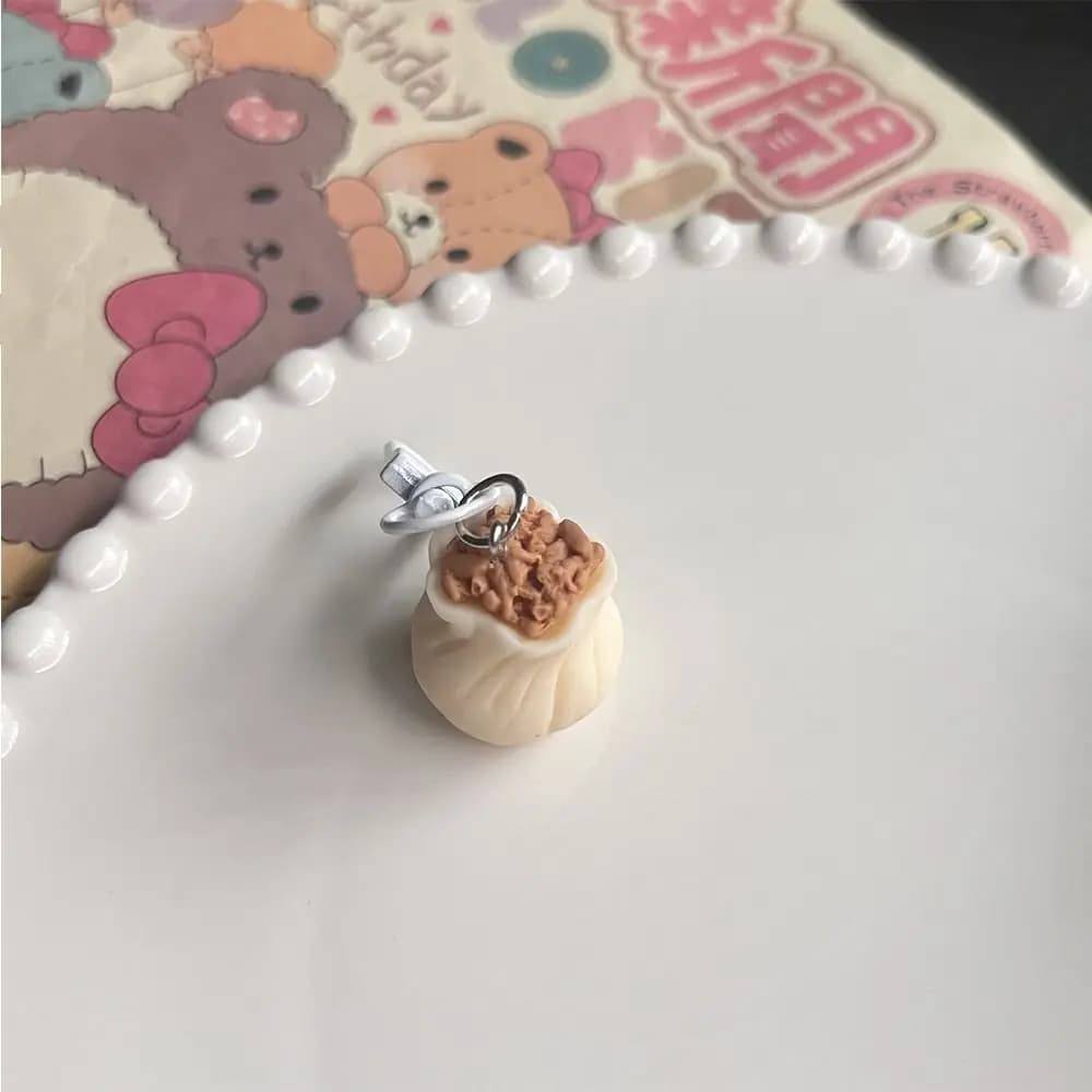 Steamed Stuffed Bun Cute Food Key Chain Corn Noodle Chinese Breakfast Pendant Backpack Charms Korean Style