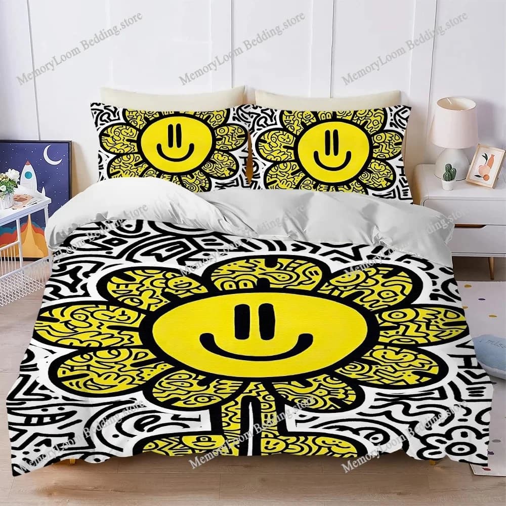 Mr D-Doodle Art Set copripiumino Biancheria da letto stile casa Biancheria morbida Letto in cotone Dormitorio per studenti Regalo di lusso Tessili per la casa