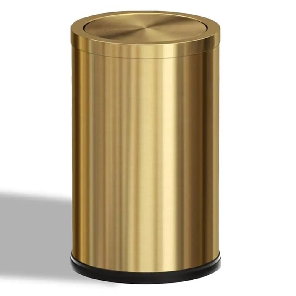 Cestino per Rifiuti Rotondo in Acciaio Inox Dorato da 4,7 Galloni con Coperchio a Battente per Bagno, Cucina, Ufficio