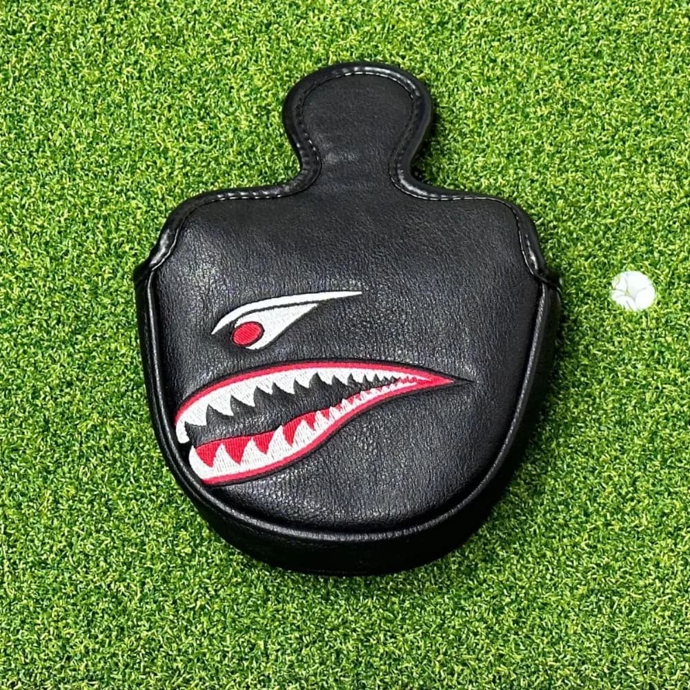 Chiusura magnetica della copertura della testa del putter del mazzo del mazzo del golf del ricamo dello squalo dell'unità di elaborazione nera