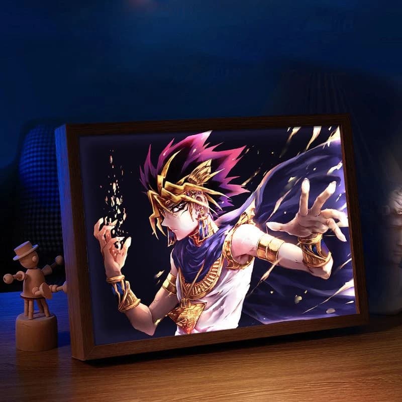 Yu-Gi-Oh! Pittura a luce LED Gioco Figura Yugi Muto ATEM Mago nero Ragazza Ritratto Lampada da disegno Decorazione Poster Disegna luce