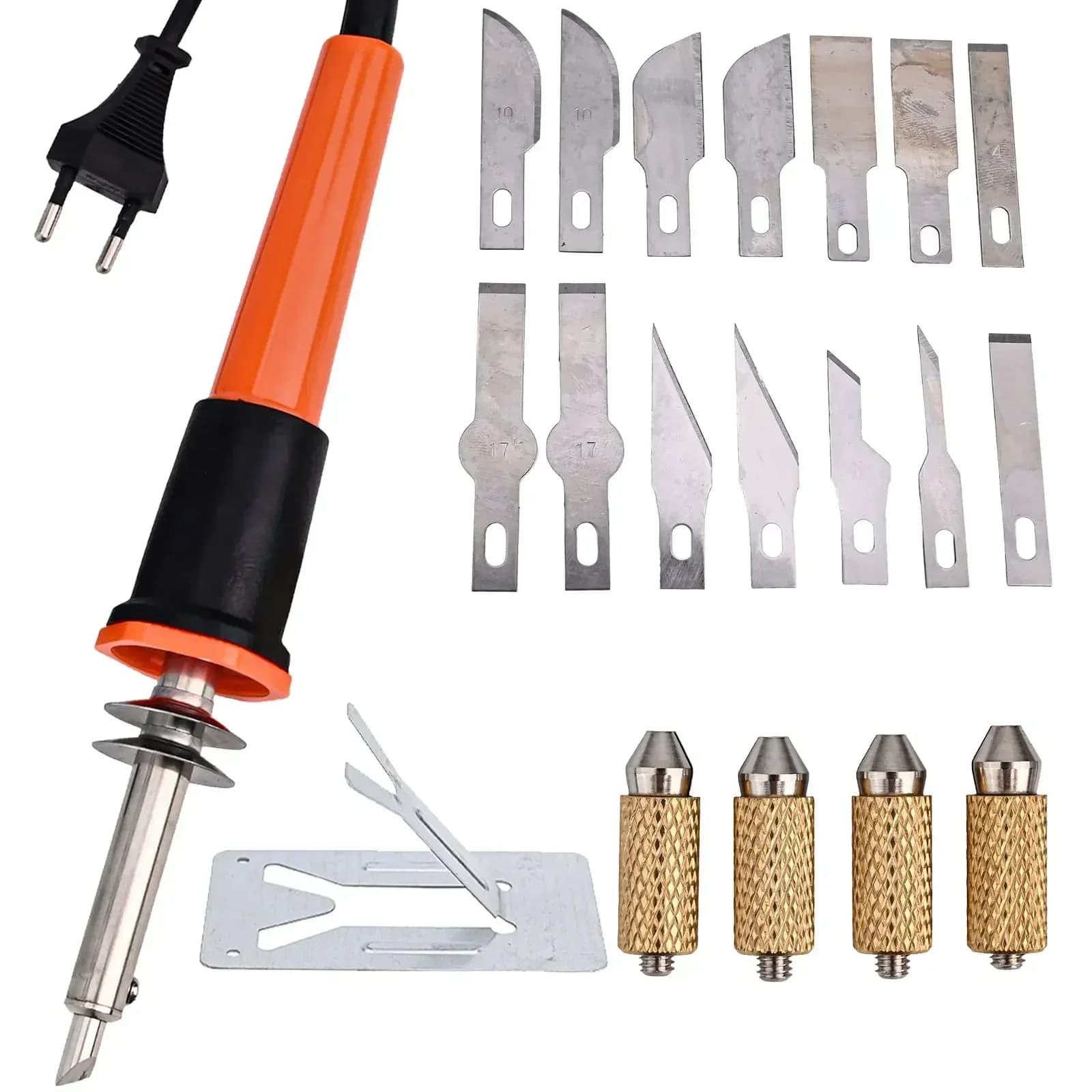 Utensile da taglio elettrico a caldo da 22 pezzi con taglierina a caldo Lame multiuso Supporto in metallo per intaglio di vinile in plastica