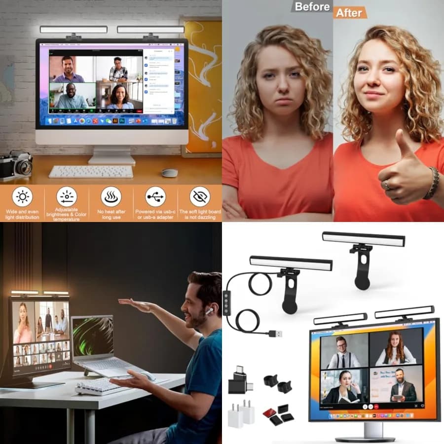 Illuminazione per Videoconferenze, Barra Luminosa per Monitor, Luce per Computer Salva-Visione, Barra Luminosa per Schermo, Luci per Streaming Webcam, Illuminazione per Zoom