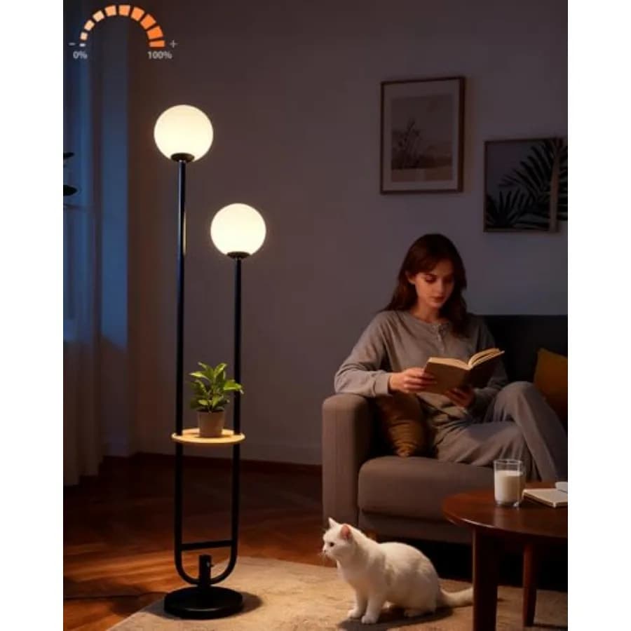 63IN Globe Floor Lamp with Black Candle Holder Style Mid Century Standing Lamp with 3000K Bulbs Included Vintage Tall Lamp with