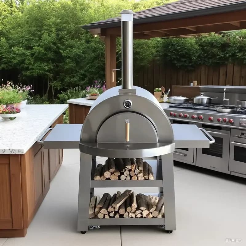 Modern Premium 20.1x20.9 Inch Stainless Steel Wood-Fired Charcoal Burning Pizza Oven with Ceramic Stones and Electronic