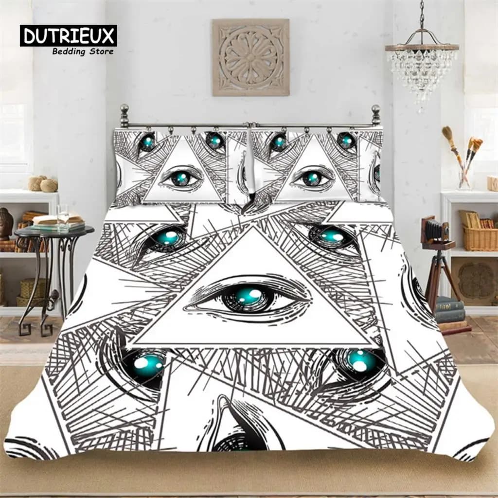 Set copripiumino geometrico Set biancheria da letto psichedelico Swirl Eyes Copripiumino in microfibra con motivo astratto colorato con federe