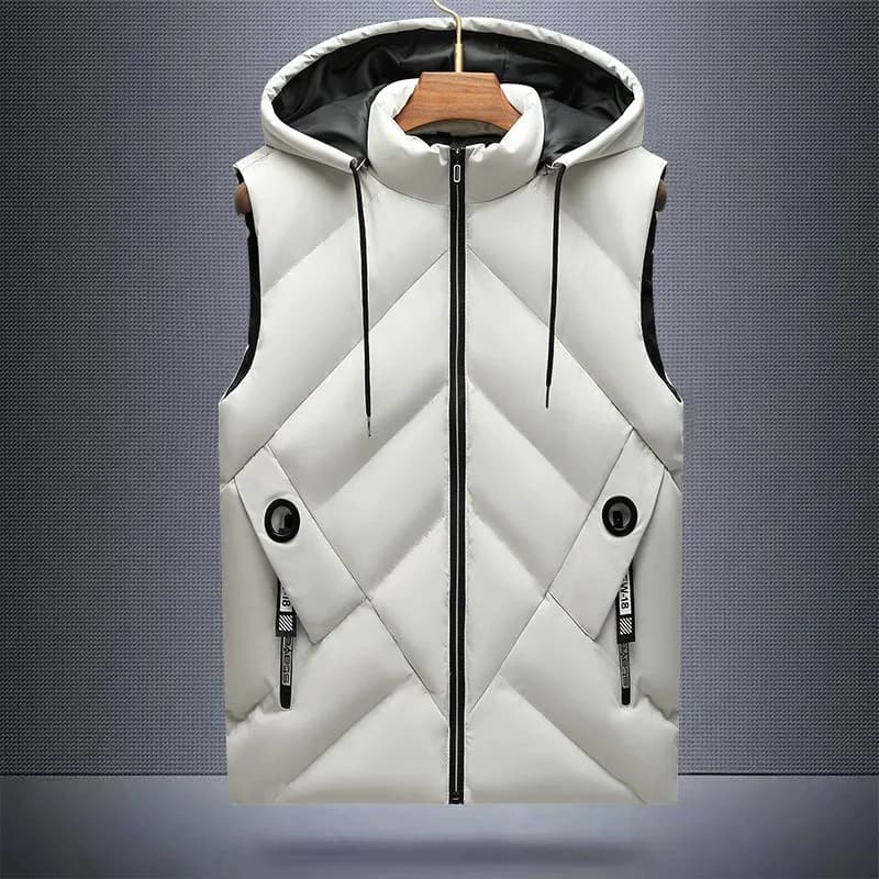 Gilet invernale in piumino di cotone da uomo con cerniera impermeabile cappello staccabile cappotto senza maniche uomo gilet casual con colletto alla coreana con cappuccio