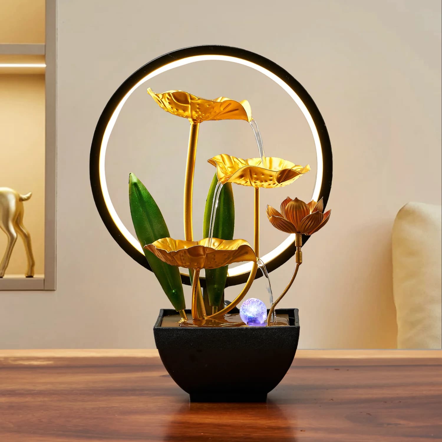 Desktop Indoor Small Flowing Water Fountain Decoration Humidifier for Relaxation and Stress Relief, Suitable for Bedroom, Office, and Holiday Gifts