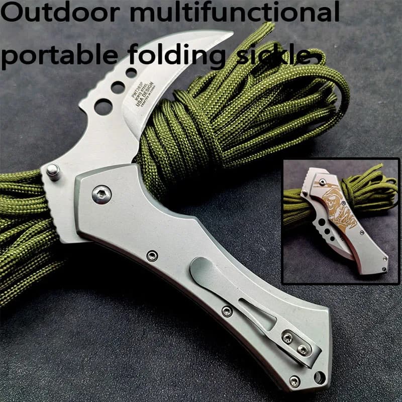 Stainless Steel Portable Folding Garden Multifunctional Sickle Outdoor Weeding and Mowing Manual Tool