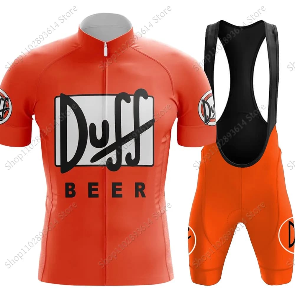 2025 Duff-Beer Cycling Jersey Set Summer Man Red Bike Clothing Kit Road Bike Shirts Cycling Shorts MTB Ropa Maillot