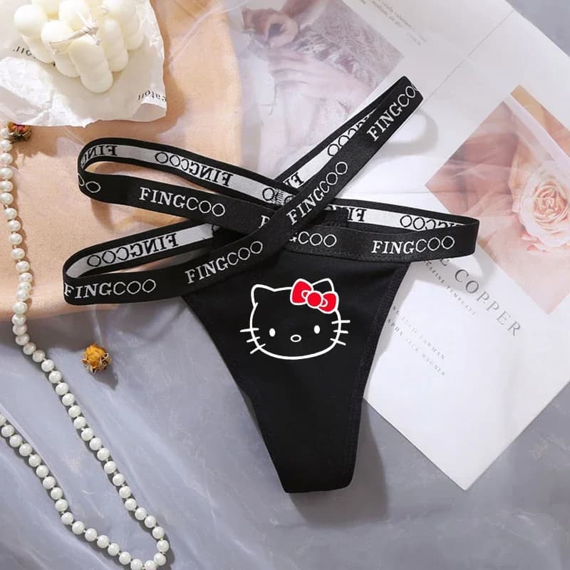 Hello Kitty Intimo sexy per ragazze che allettano lettere inglesi a vita bassa con perizoma a triangolo cavo a vita scoperta Accessori da donna