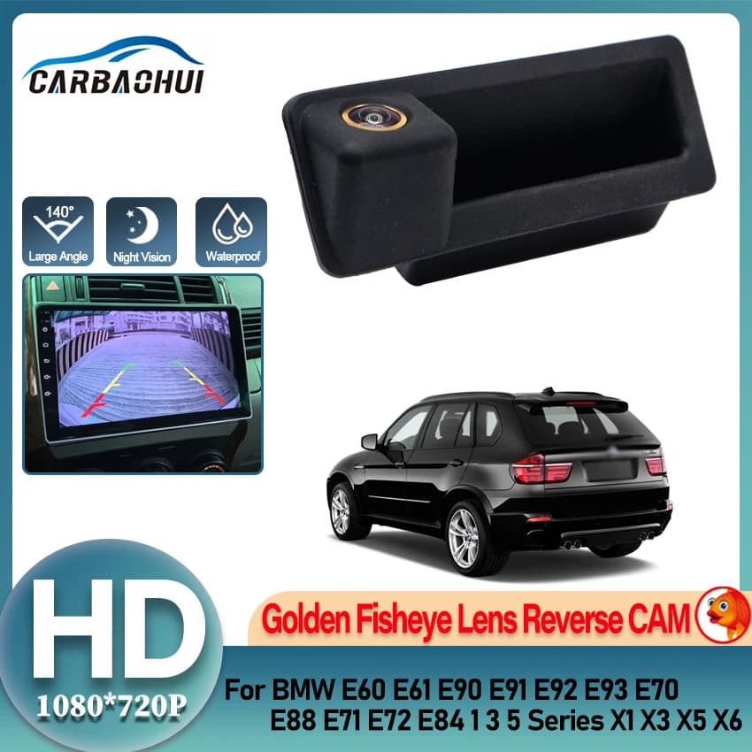 Golden Fisheye Auto Porta Posteriore Interruttore Tronco Maniglia Per BMW E60 E61 E90 E91 E92 E93 E70 E88 E71 E72 E84 1 3 5 Serie X1 X3 X5 X6