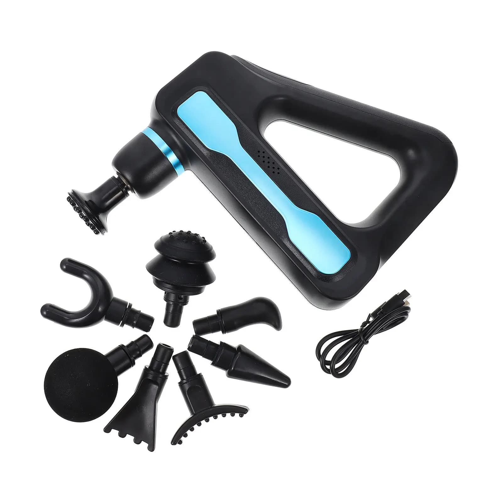 Set Percussion Electric Massage Gun for Muscle Relaxation, Black Portable Massage for Deep Fabrics, Body Pain Lift, Fitness and Massage