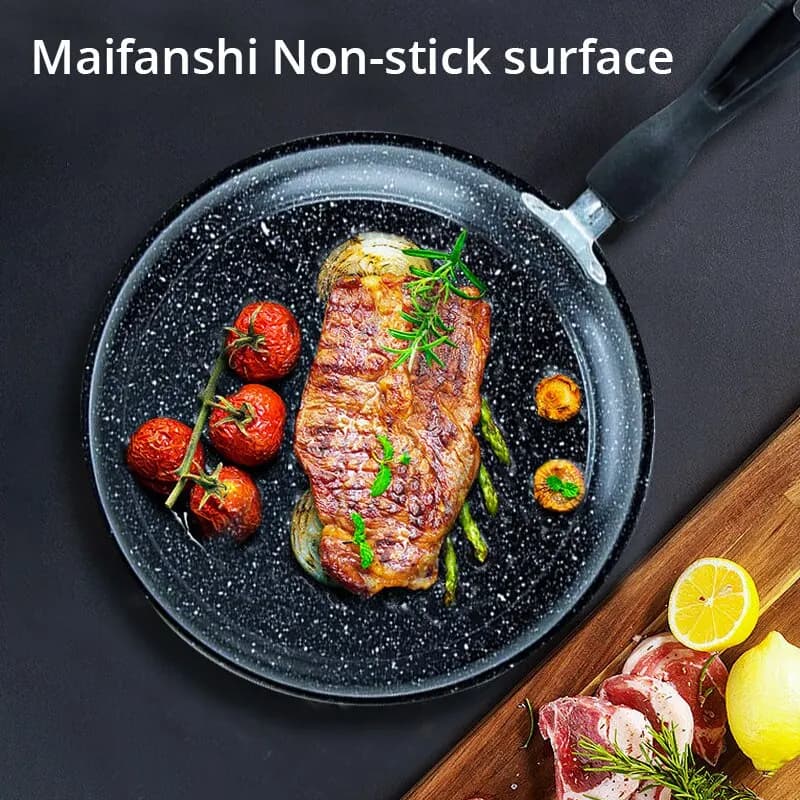 Korean Medical Stone Frying Pan Non-stick Steak Frying Pan Thickened Double Bottom Induction Cooker Gas Stove Gift Pot