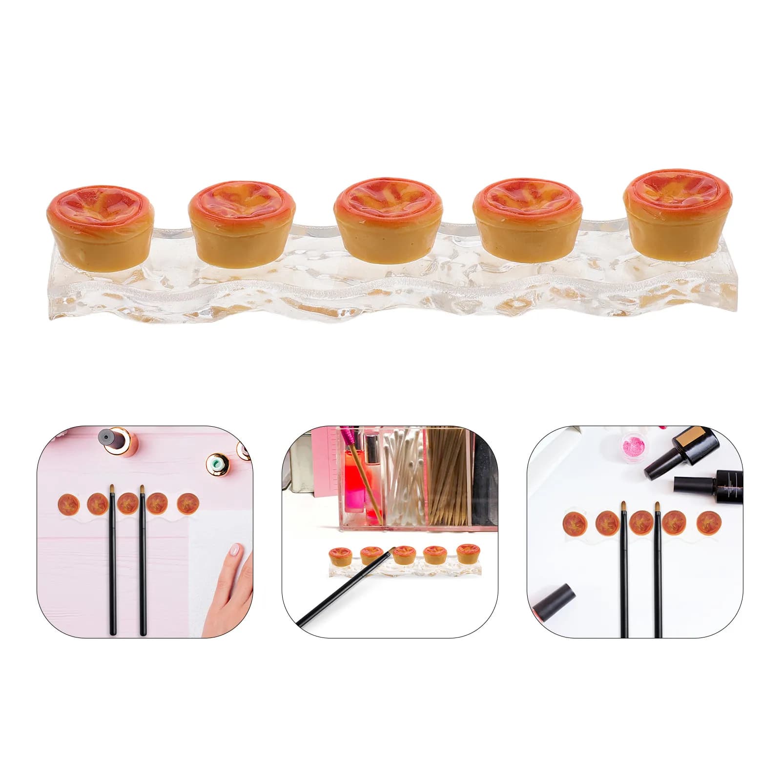 Portapenne per Nail Art in Acrilico, Design Kawaii a Tema Cibo, per Pennelli per Unghie, Strumenti per Manicure, Pennelli per Trucco, Organizzatore da Scrivania