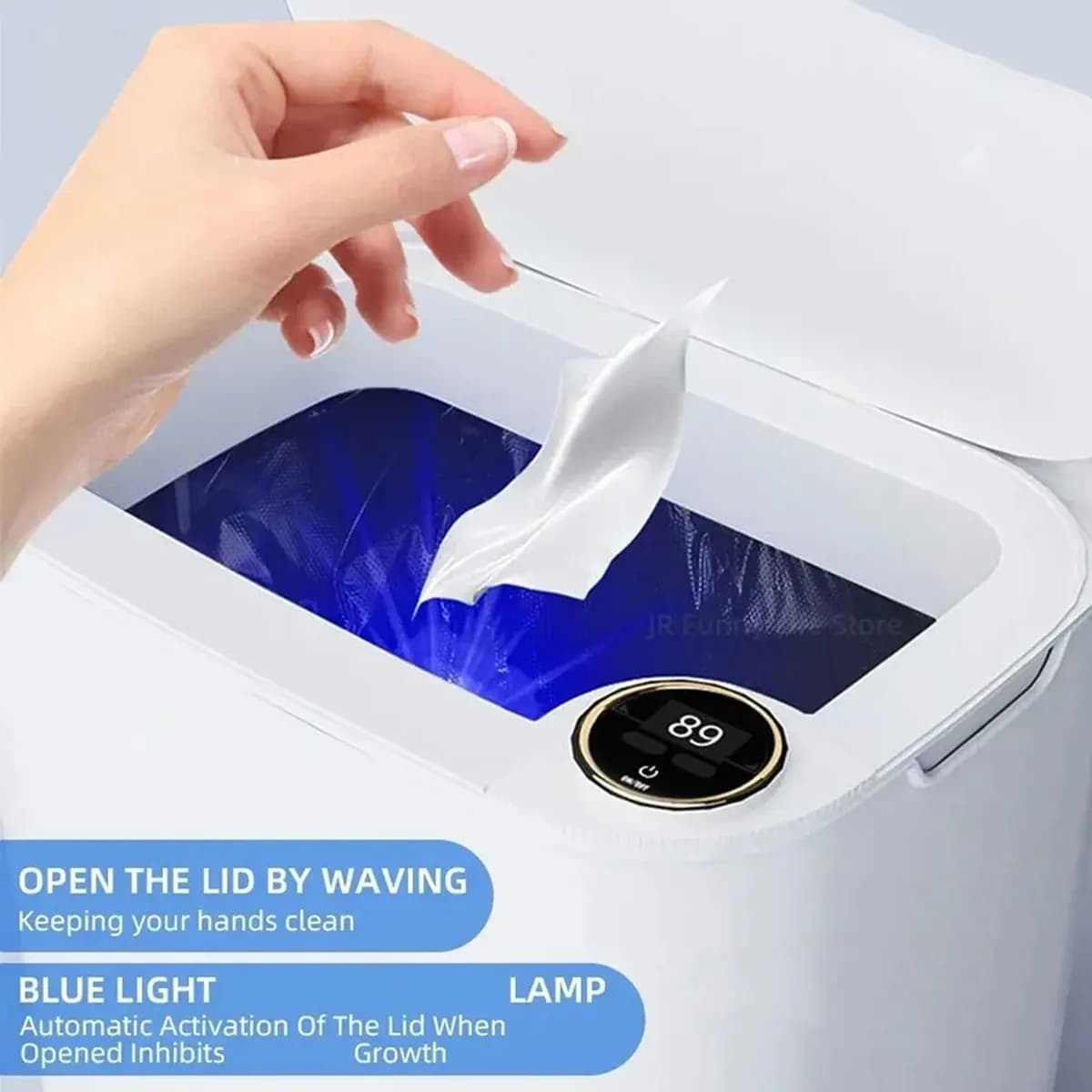 Efficiente: pattumiera da 18 litri con sensore, pattumiera con display di tipo C, ricarica automatica, cestino per rifiuti, cucina, WC