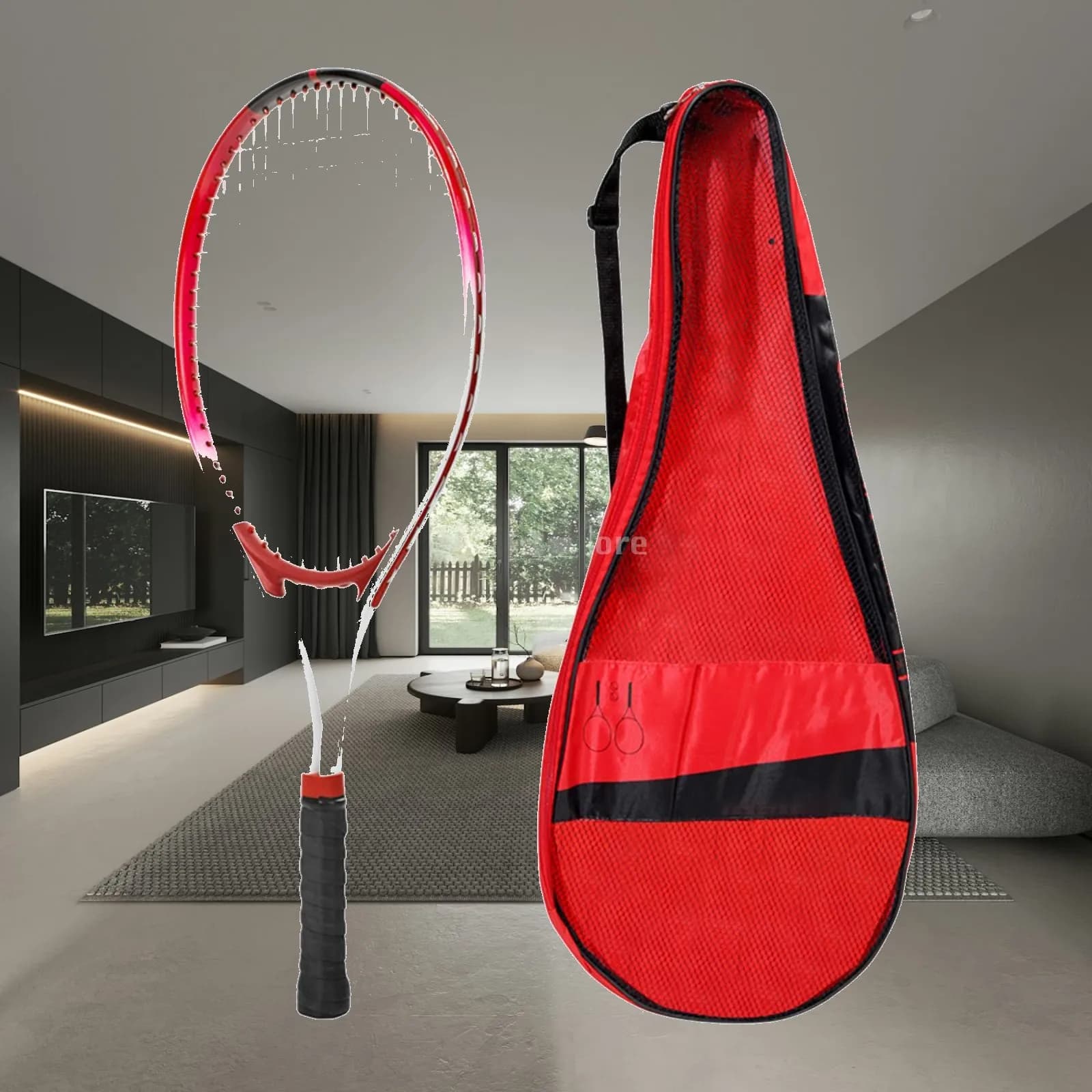 Beginner Training Tennis Racquet with Large Sweet Spot Sweat Absorbing Handle for Women Men and College Sports